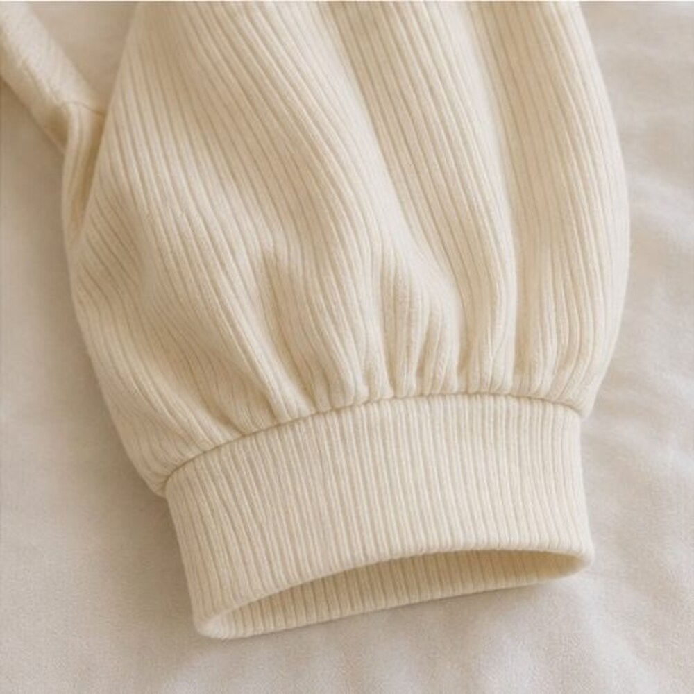 Cream Ribbed Square Neck Top - Picture 5 of 6